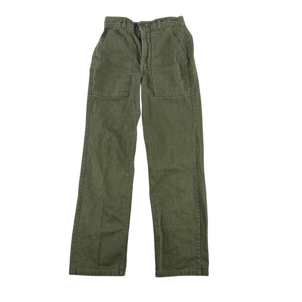 Vintage US Military OG 107 Fatigue Pants Mens 26x30 Olive Green Sateen Utility
